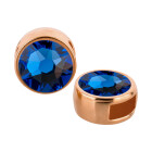 Passante oro rosa 9mm (ID 5x2mm) con pietra cristallo Sapphire 7mm 24K placcato oro rosa