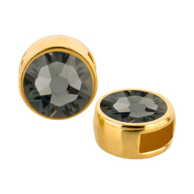 Slider gold 9mm (ID 5x2mm) with crystal stone in Black...
