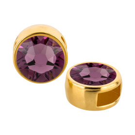 Slider gold 9mm (ID 5x2mm) with crystal stone in Iris 7mm...