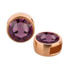 Curseur or rose 9mm (ID 5x2mm) avec pierre de cristal Iris 7mm (ID 5x2mm) 24K plaqué or rose