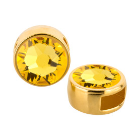Passante oro 9mm (ID 5x2mm) con pietra cristallo Light Topaz 7mm 24K placcato oro