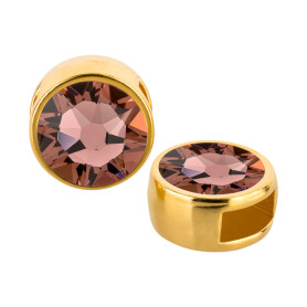 Slider gold 9mm (ID 5x2mm) with crystal stone in Blush...