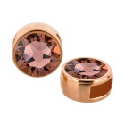 Passante oro rosa 9mm (ID 5x2mm) con pietra cristallo Blush Rose 7mm 24K placcato oro rosa