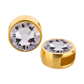 Slider gold 9mm (ID 5x2mm) with crystal stone in Smoky...