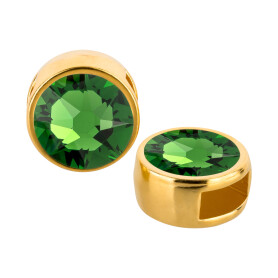 Slider gold 9mm (ID 5x2mm) with crystal stone in Fern...