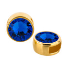 Schuivers goud 9mm (ID 5x2mm) met kristalsteen in Majestic Blue 7mm 24K verguld