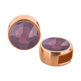 Cuenta redonda deslizable oro rosa 9mm (ID 5x2mm) con piedra de cristal en Cyclamen Opal 7mm 24K chapado oro rosa