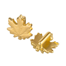 Zamak sliding bead maple leaf gold ID 5x2.5mm 24K gold-plated