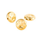 Metallperle Pfotenabdruck gold 9,5mm (Ø1,2mm) 24K vergoldet