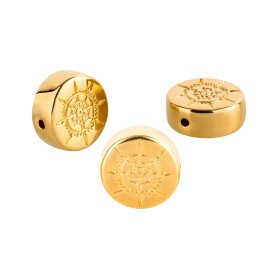 Metal bead round compass gold 11.3x11.6mm (Ø1.5mm)...