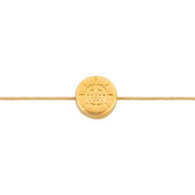 Perle métallique cube avec croix or 4,1x3,8mm (Ø2mm) 24K doré}