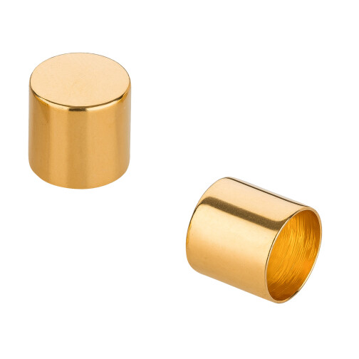 Tapa sin ojal 9x9mm (ID 8mm) chapada en oro de 24K