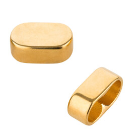 Zamak double end cap without eyelet 24x10mm for 10mm sail rope gold 24K gold-plated