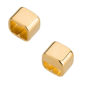 Zamak-Endkappe 11x8mm (Ø8x8mm) für Ø4mm Bänder gold 24K vergoldet