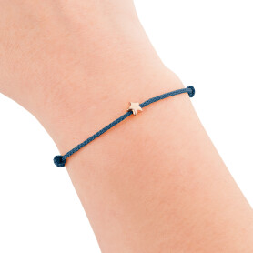 Textiel armband ster zilver, goud of roségoud met...