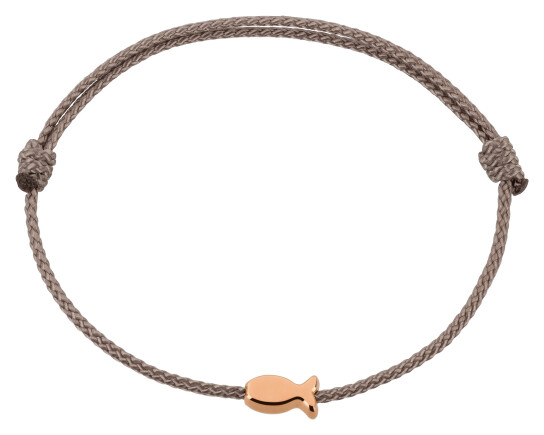 Textiel armband vis zilver, goud of roségoud met juwelenkaartje