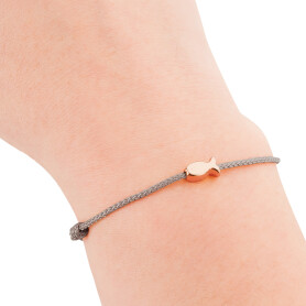 Textiel armband vis zilver, goud of roségoud met juwelenkaartje