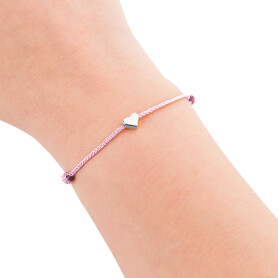 Textile bracelet Kids heart silver, gold or rose gold with jewellery card