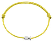 Pulsera textil Niños pescado plata, oro u oro rosa con tarjeta joya